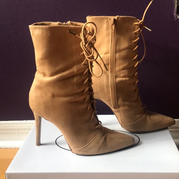 Nude tie up pointed yeezy style booties - Picture 5 of 6